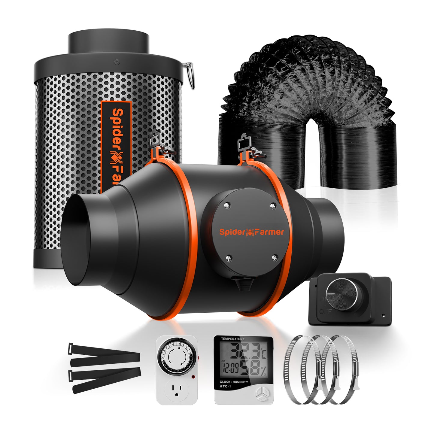 4-Inch 205 CFM Inline Fan Kits with Speed Controller Grow Tent Ventilation System